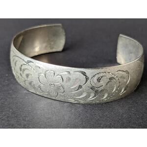 Bohemian Silver Tone Hand-Engraved Cuff Bracelet India